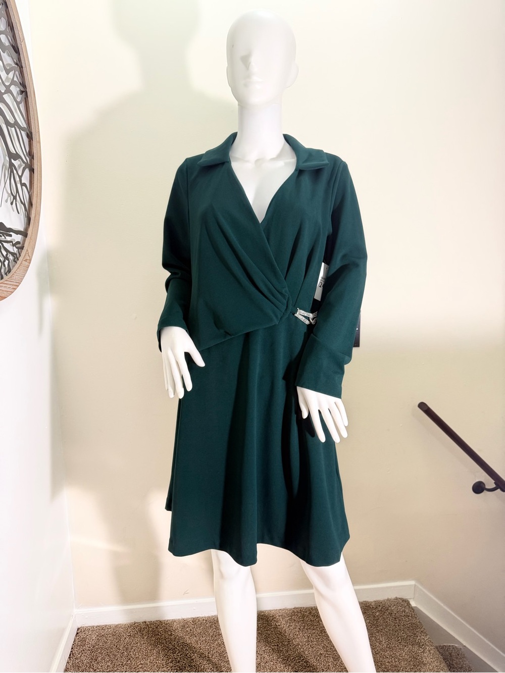 Harper Forest Green Wrap Midi Dress